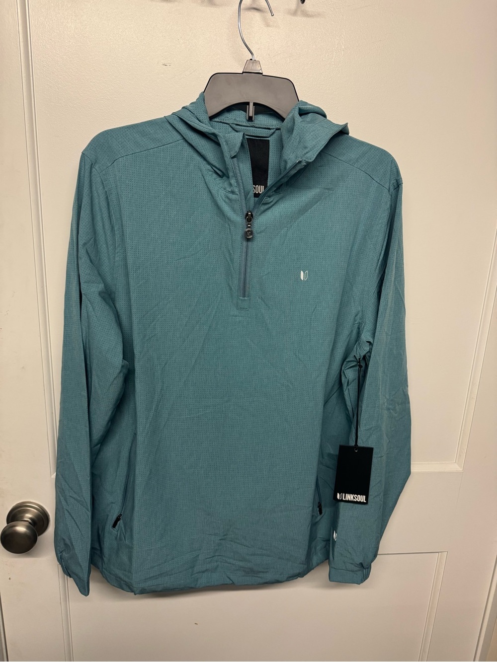 Linksoul Teal Quarter-Zip Hooded Pullover